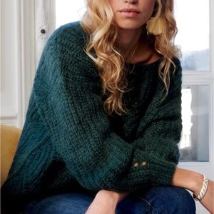 NWOT Sezane Pull Simone Vert Bouteille (Green) Wool and Alpaca Sweater